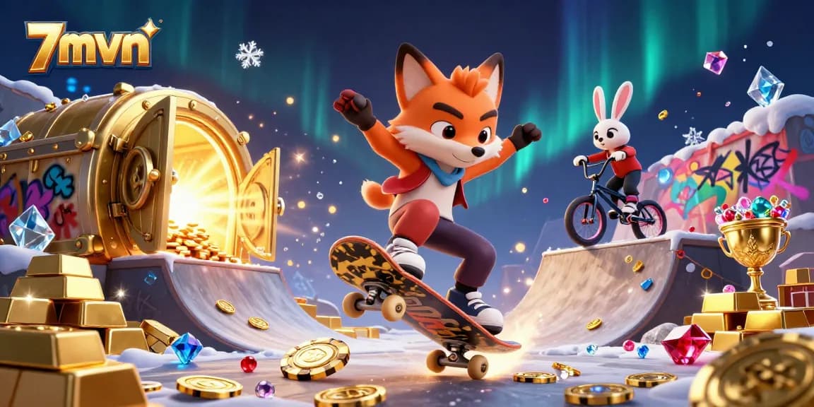 Experience thrilling action with 7mvn's animated casino scene filled with dynamic characters and vibrant visuals.
