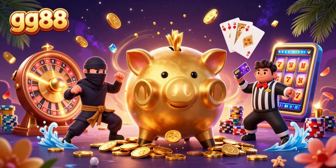 Experience thrilling gameplay with gg88's vibrant casino world, featuring dynamic characters and sparkling treasures.