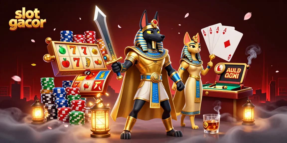 Experience the thrill of slot gacor with ancient warriors and dynamic casino elements in a vibrant 3D scene.