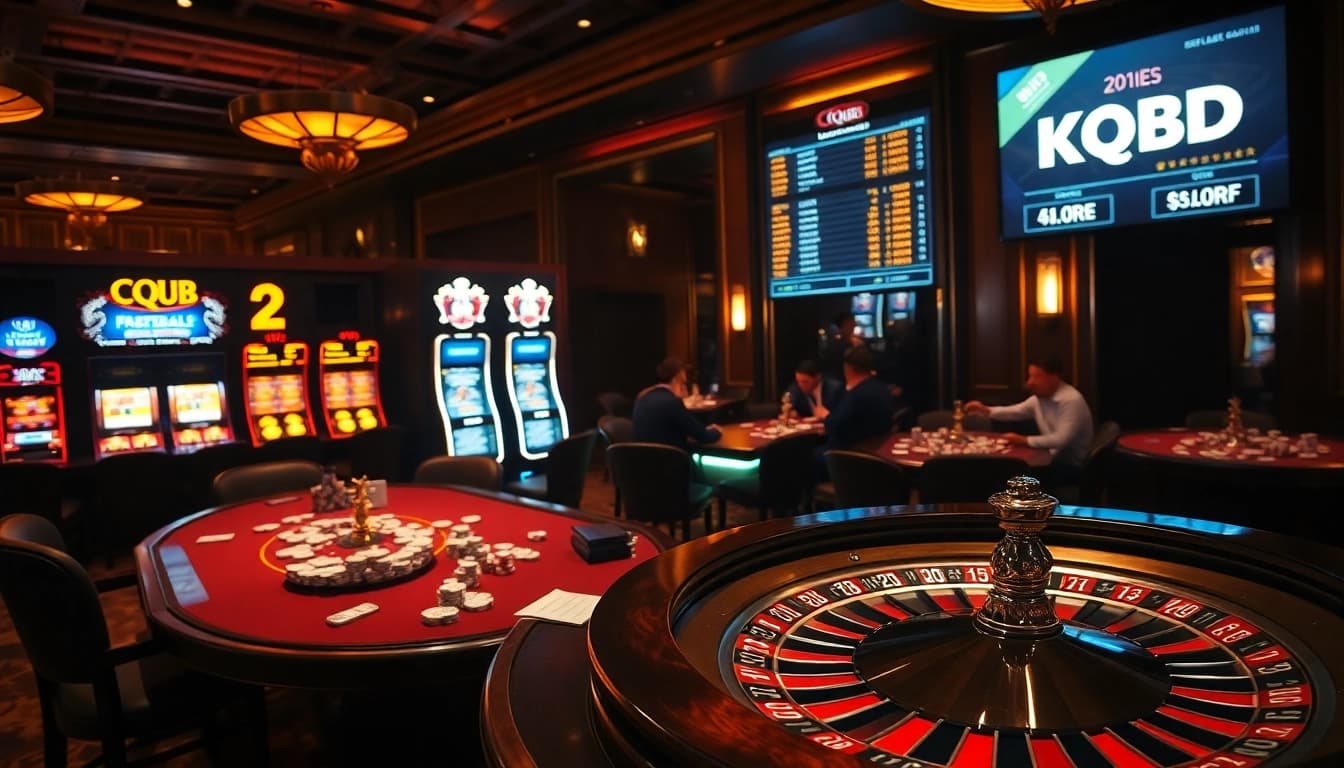 KQBD delivers live football scores while players engage in thrilling casino games with vibrant poker chips.