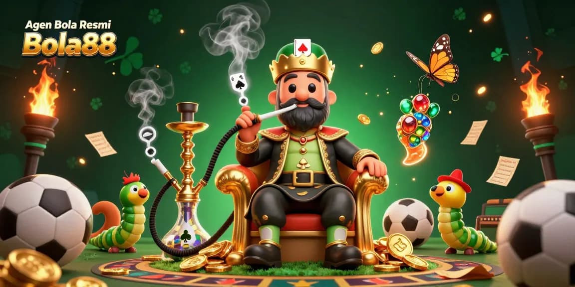 Agen Bola Resmi Bola88 showcases sports betting excitement with vibrant 3D visuals, characters, and football dynamics