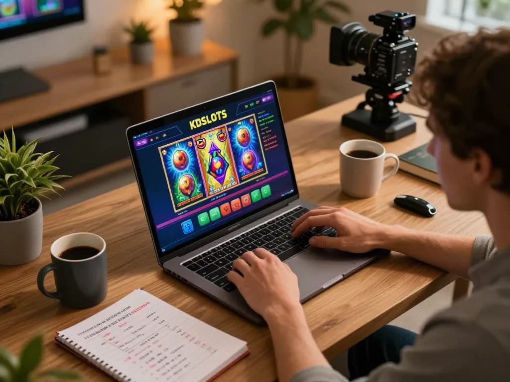 Player accessing kdslot online casino from home, showcasing engaging slot games.