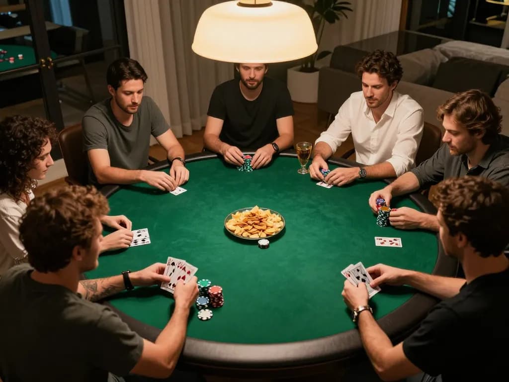 Cendana777 login in action during a friendly poker night with vibrant chips and focused players.