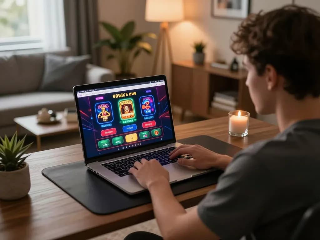 Join the excitement of 99Win through a strategic online gaming session at home.