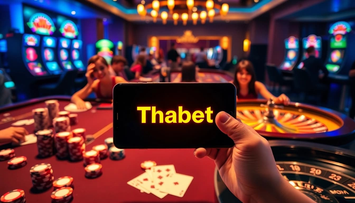 Engage with the excitement of Thabet casino and its vibrant online games, featuring tables and chips.