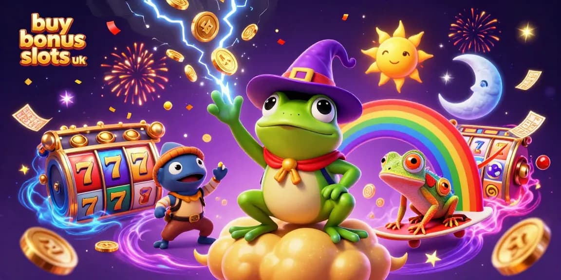 Engage in buy bonus slots uk with vibrant slot reels, lucky 7s, and magical celebratory elements.