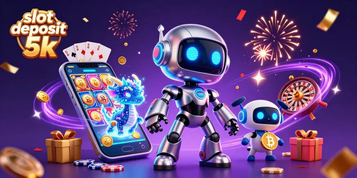Spin to win in the exciting world of slot deposit 5k with vibrant characters and casino elements.