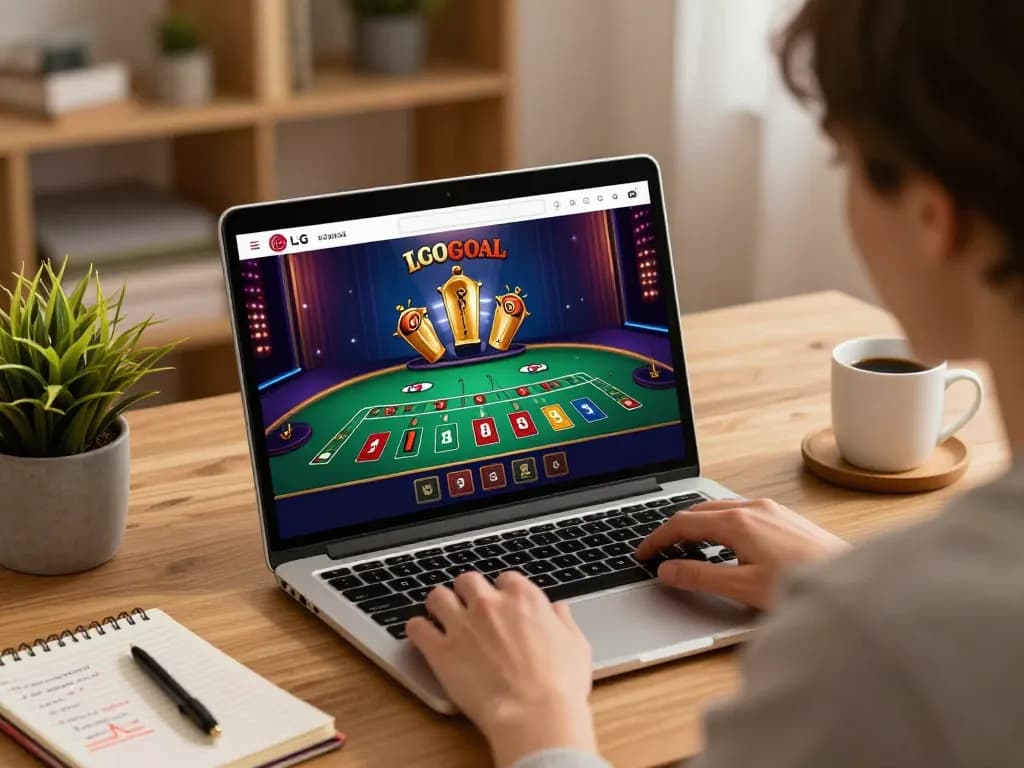 Engaging with LGOGOAL online casino platform during a live blackjack game, showcasing strategic gameplay.