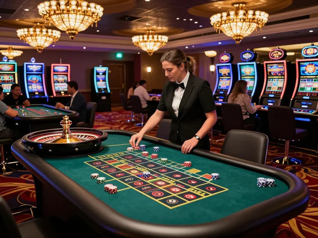Players engaged at the roulette table in an upscale casino environment showcasing the excitement of 11-hd.