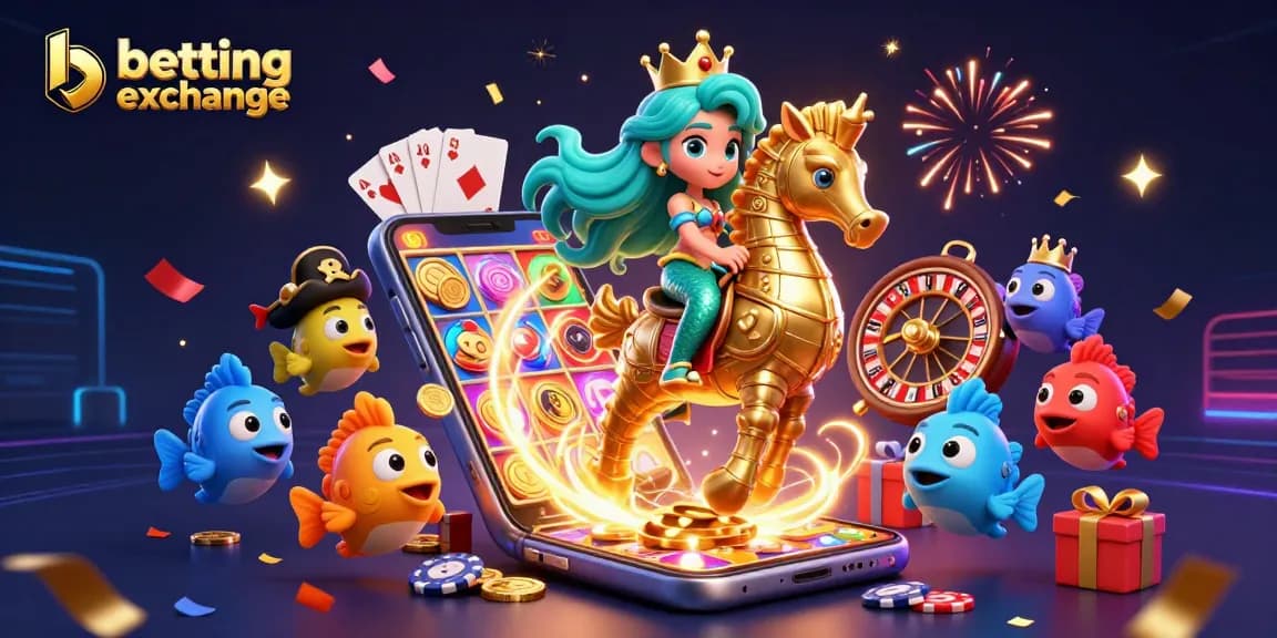 Experience the betting exchange excitement with a vibrant 3D illustration of a magical gaming scene.