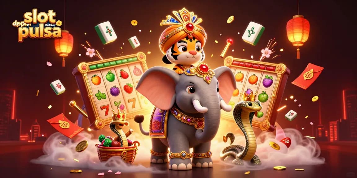 Spin and win with slot deposit pulsa in a vibrant casino scene full of luck and excitement.