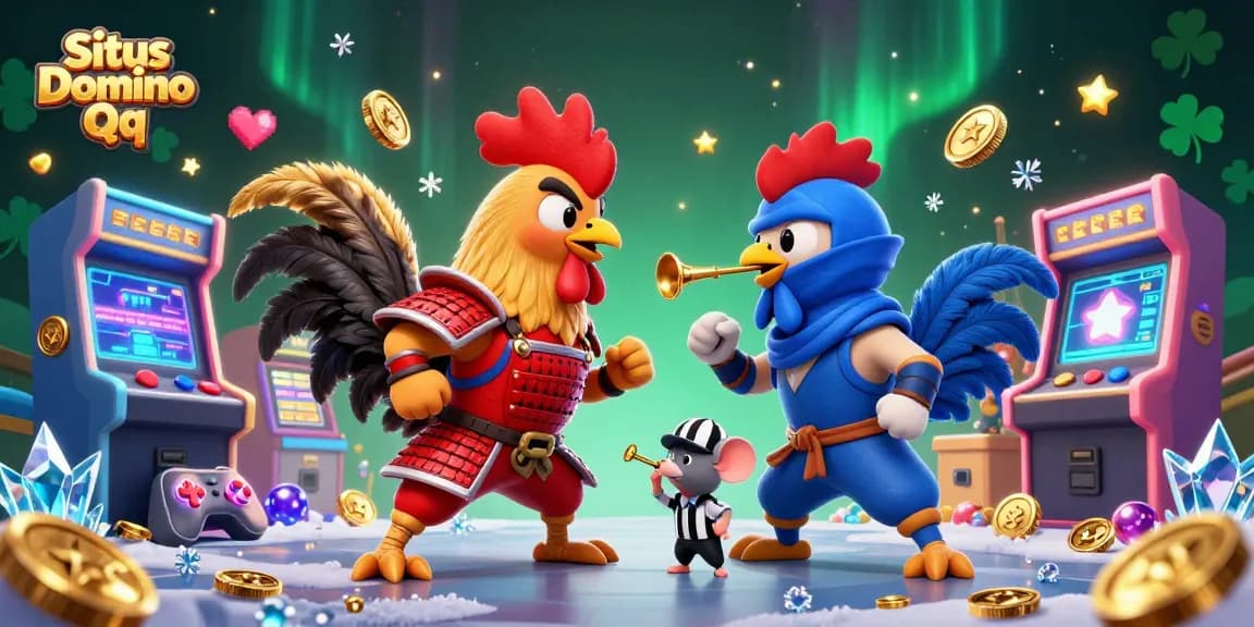 Play at Situs Domino Qq and join the exciting showdown between cartoon roosters!