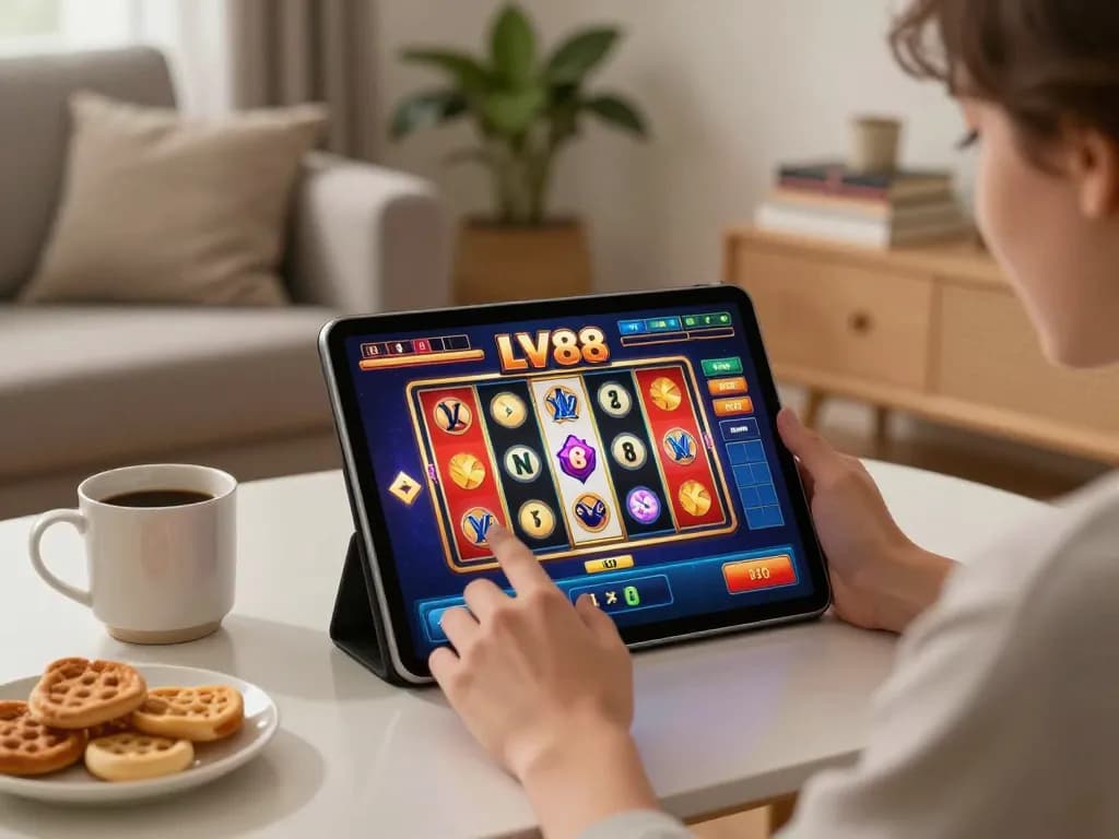 Play LV88's exciting slot games online in a cozy home setting with engaging gameplay.