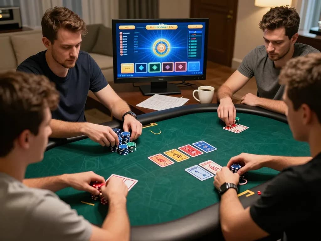 Engaged players participating in an idn poker game online, showcasing strategic gameplay and vibrant interface.