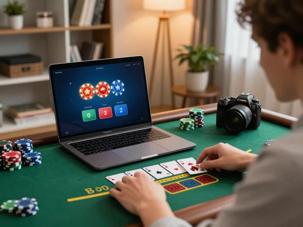 Engaging with trang chủ uu88 through live dealer blackjack, showcasing strategic decision-making in a cozy atmosphere.