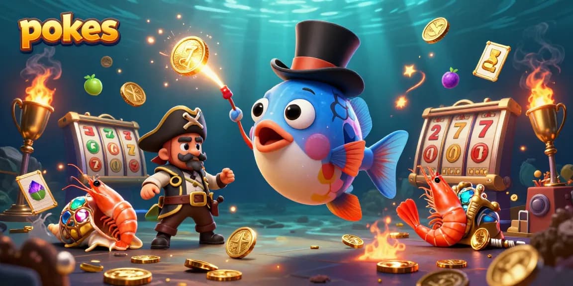 Engage with exciting pokies gameplay in this vibrant underwater casino scene.