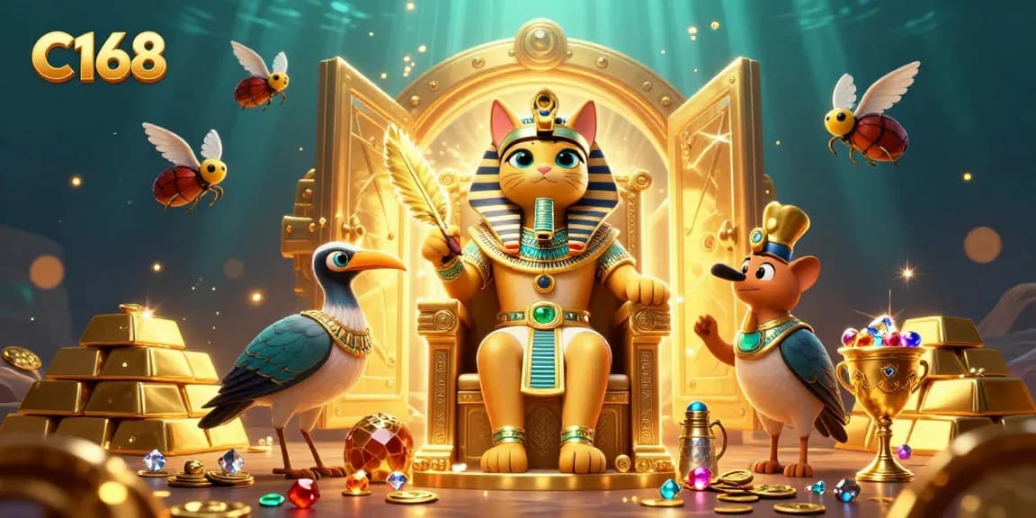 C168 captivates with vibrant pharaoh-themed casino treasures, sparkling gems and rich golds.