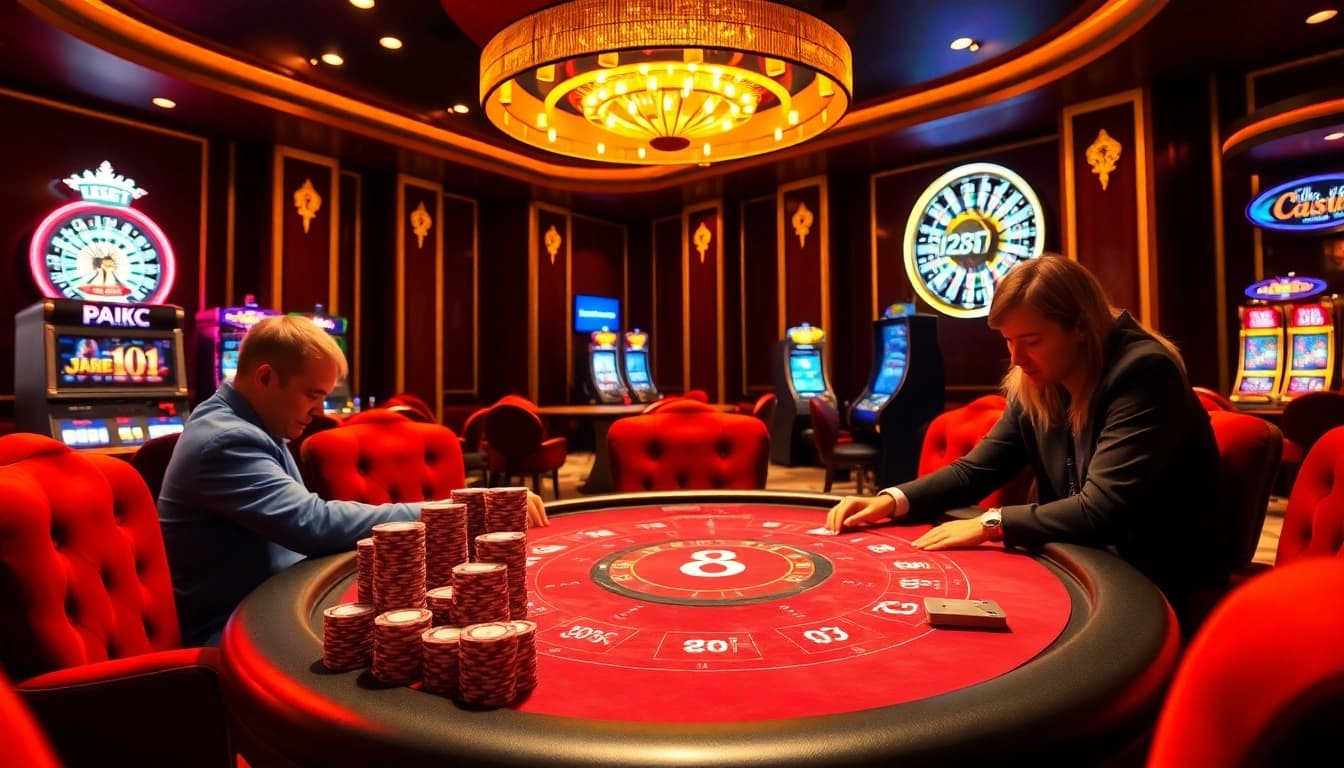 Experience high-stakes action at the 123bet casino table with vibrant chips.