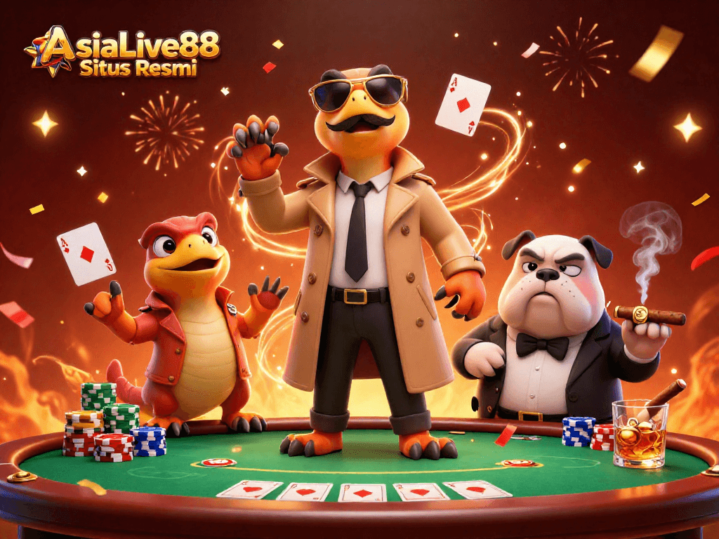Experience the fun of AsiaLive88 Situs Resmi as raptors sneak into a thrilling casino scene.