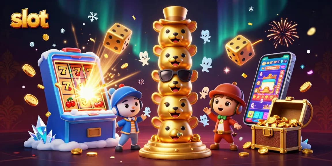 Slot yang seru dengan berbagai simbol dan jackpot meledak di atas mesin slot.