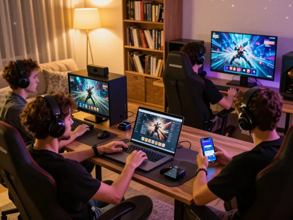 Player engaging in OCTASLOT online gaming on a laptop with cozy home setup and strategy notes