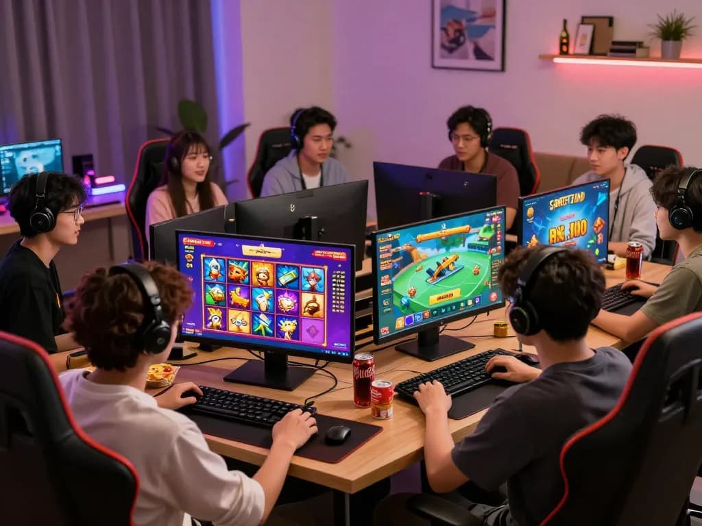 Players enjoying a lively gaming session on Rikvip, showcasing various game experiences and a vibrant atmosphere.