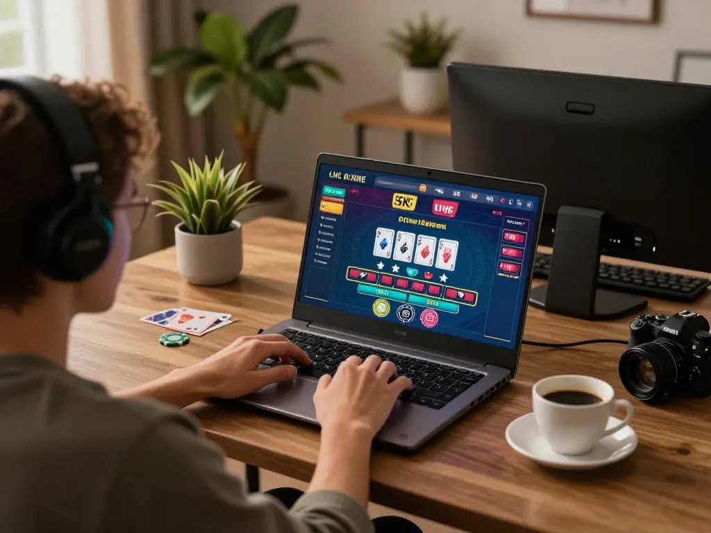 Engaging with nk88 online casino through a stylish home gaming setup