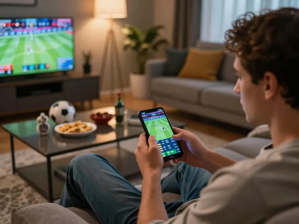 Placing strategic bets at FB88 mobile sports betting platform in a cozy living room