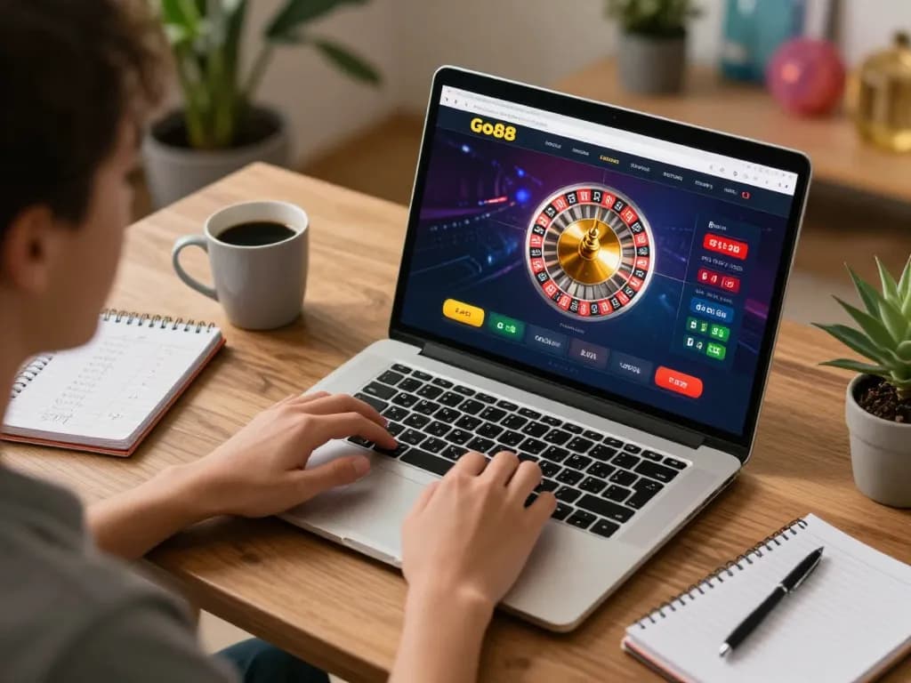 Engaging in a thrilling online Go88 roulette game while managing betting strategies at home