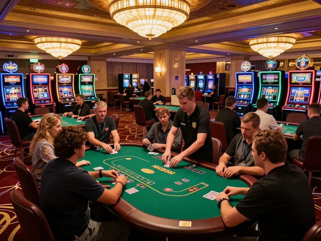 Players engaging at RR88 casino tables, showcasing thrilling gameplay and vibrant casino atmosphere.