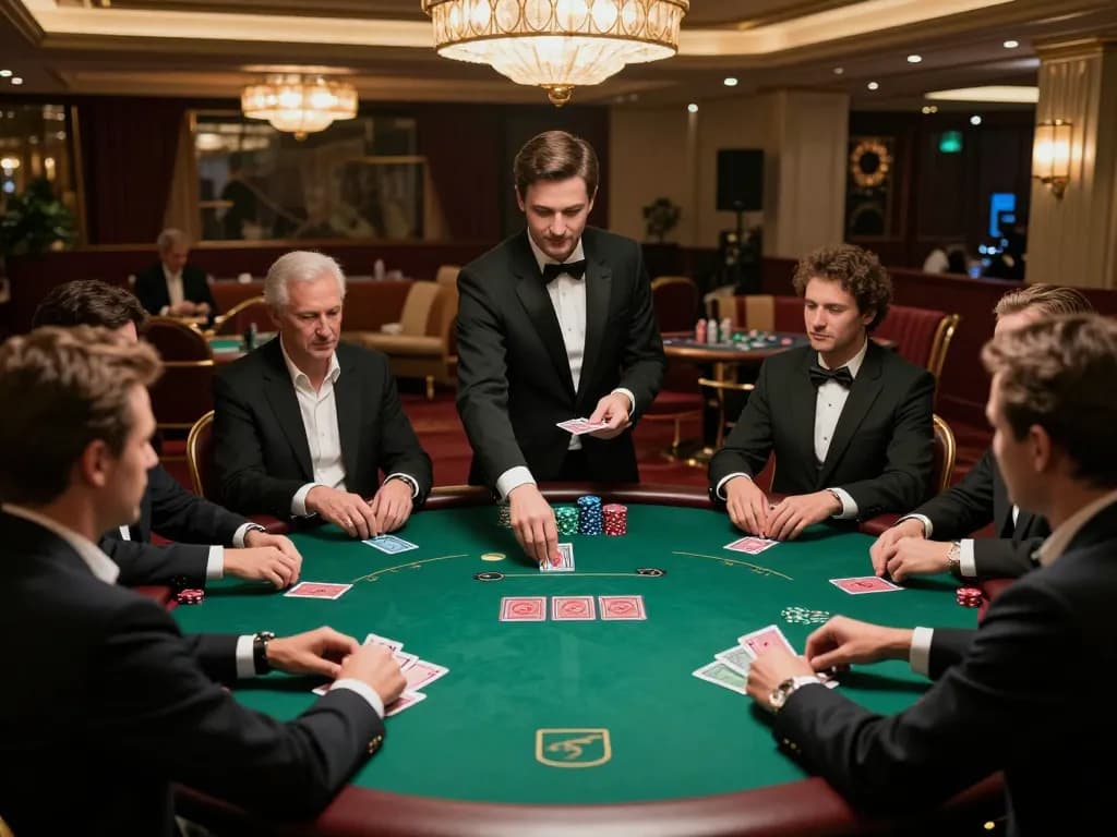hb88 players engaging in strategic poker at an upscale casino table