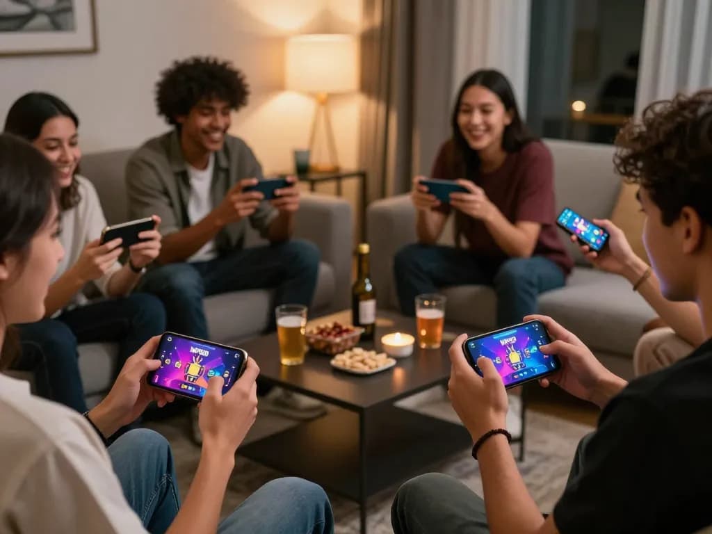 Players engaging in online casino gaming on MPOID while enjoying a cozy living room atmosphere