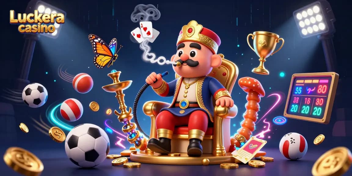 Engage at Luckera casino with vibrant 3D illustration showcasing dynamic sports betting elements.