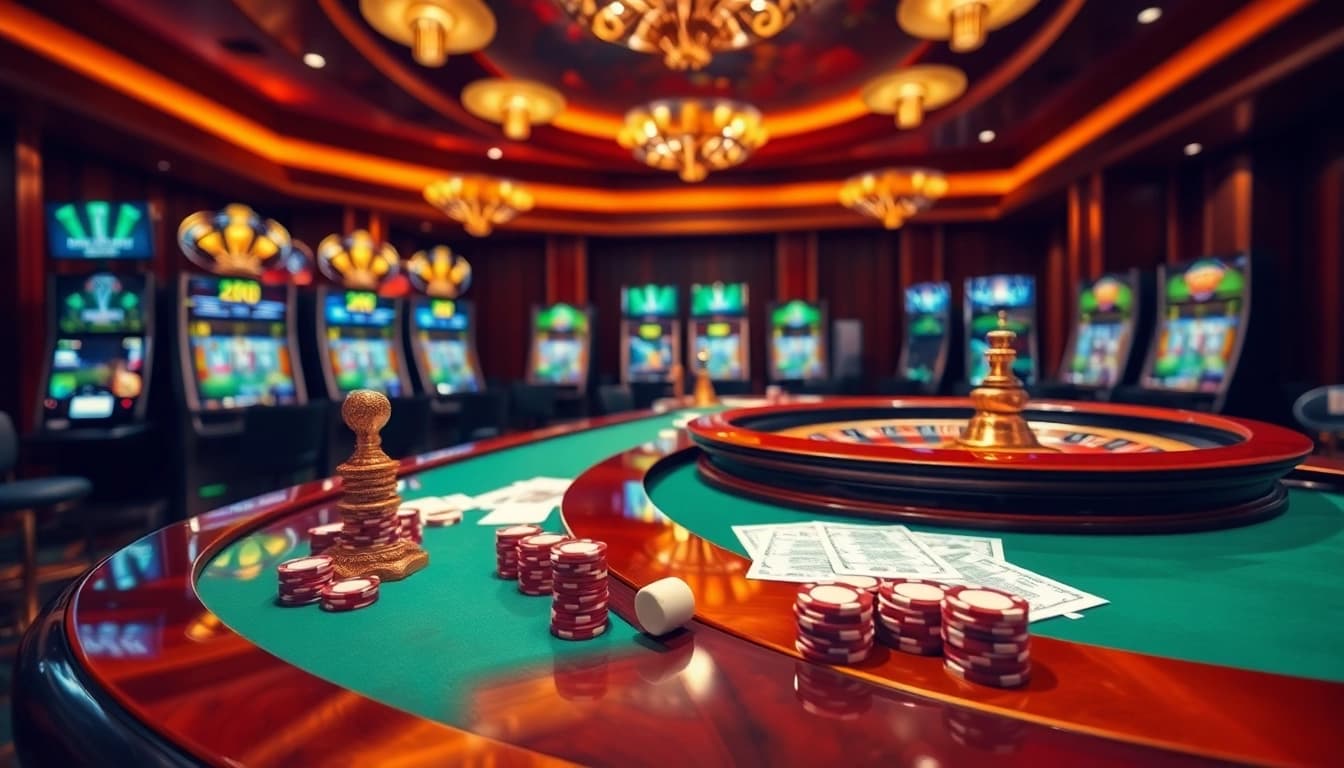 Exciting Judi Piala Dunia betting scene at a luxury casino featuring roulette and chips.