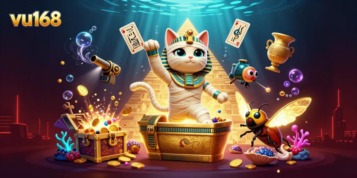 Experience thrilling gaming adventures at vu168 with dynamic Egyptian-themed casino elements.