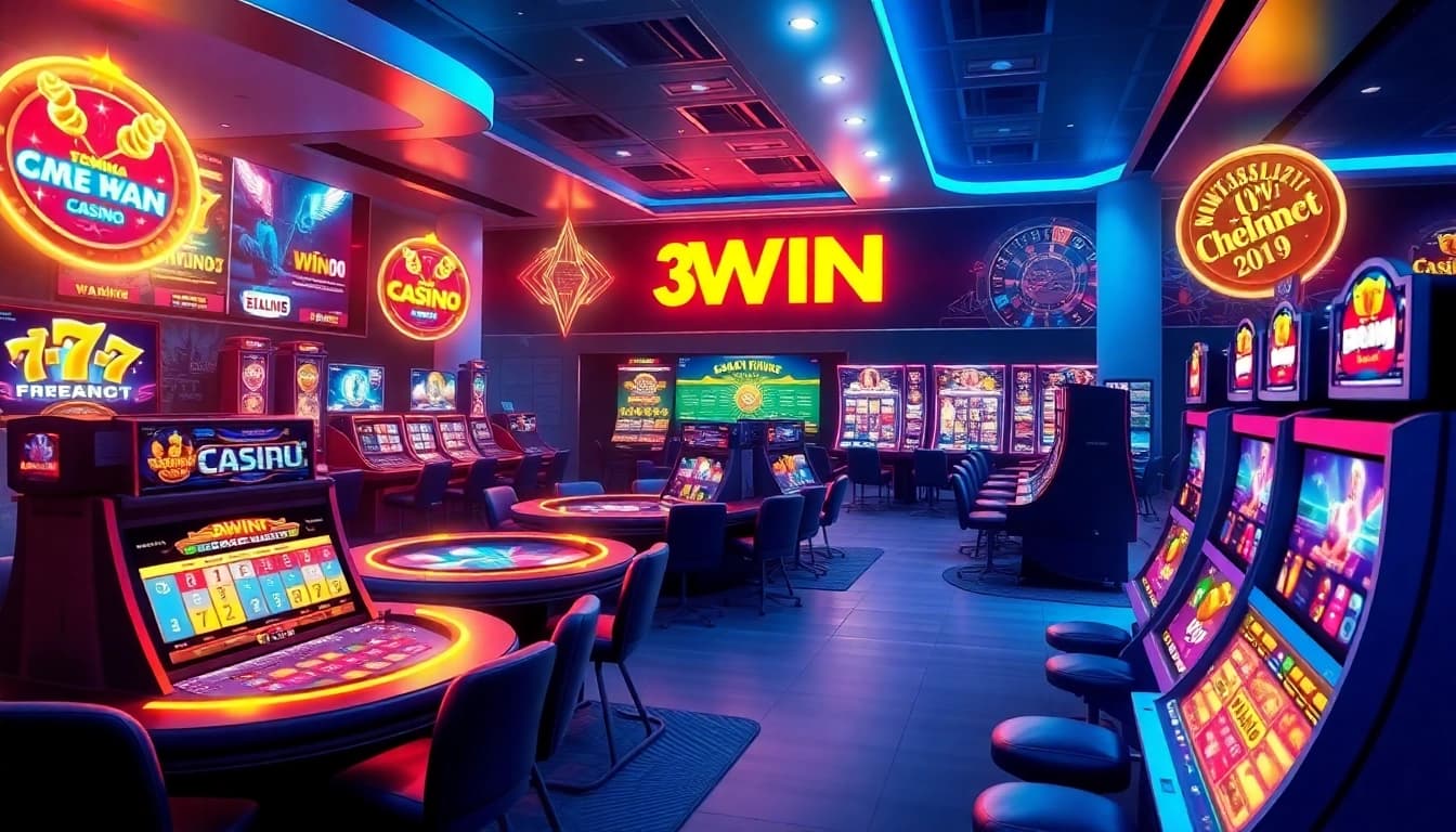 3WIN vibrant gaming interface featuring live casino and colorful slots