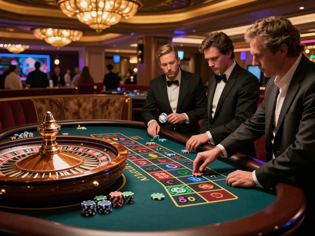 Sky88 players engage in a thrilling roulette game, showcasing high stakes and excitement.