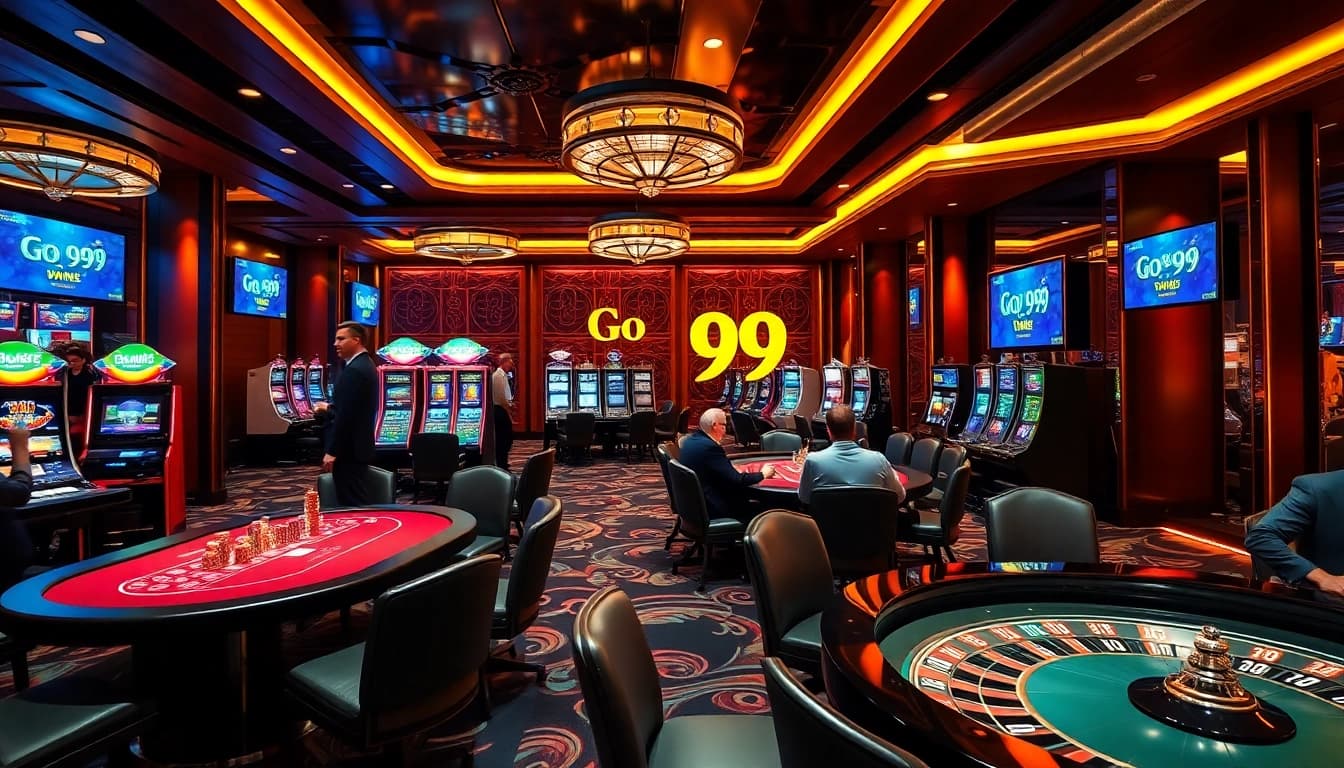 Players engaging in casino games at Go 99, showcasing vibrant tables and thrilling winning moments.