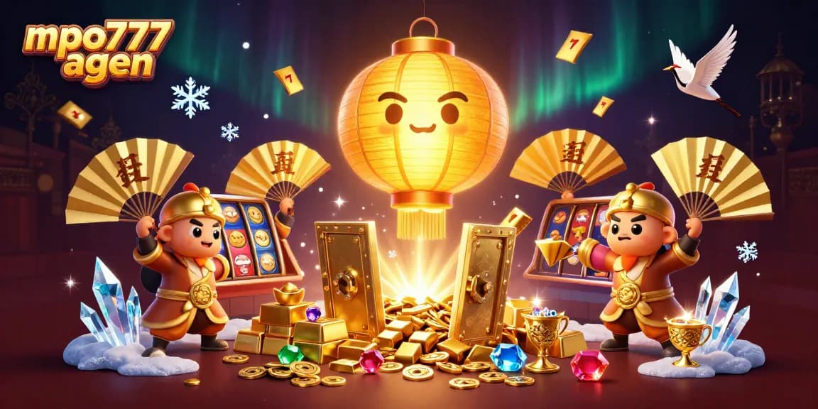 Experience vivid gameplay at mpo777 agen with a 3D illustration of casino enchantment and slot excitement.