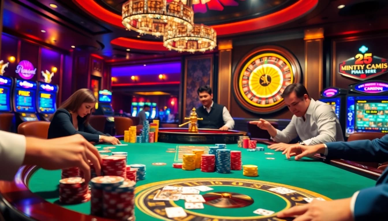 Experience the excitement of link rr88 at a vibrant casino table with players enjoying poker.
