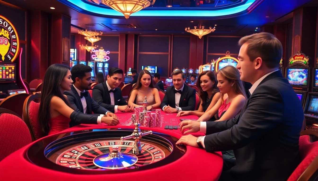 SodoCasino offers an exciting atmosphere with players at a vibrant casino table.