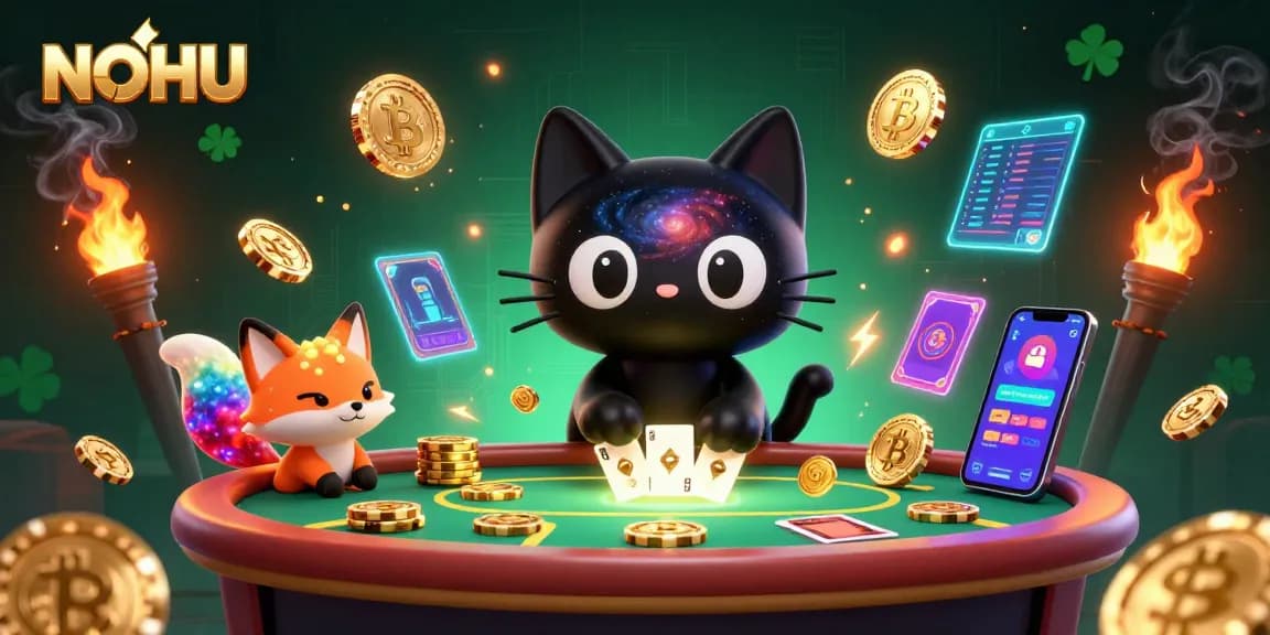 Discover winning strategies at NOHU's cosmic casino with 3D characters and vibrant gaming elements.