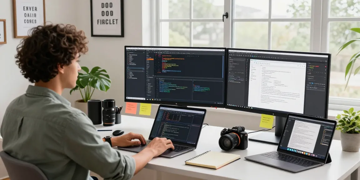 Ruang kerja kreatif yang menampilkan alat codex dan aplikasi, menggambarkan suasana inspiratif dengan halte4d.