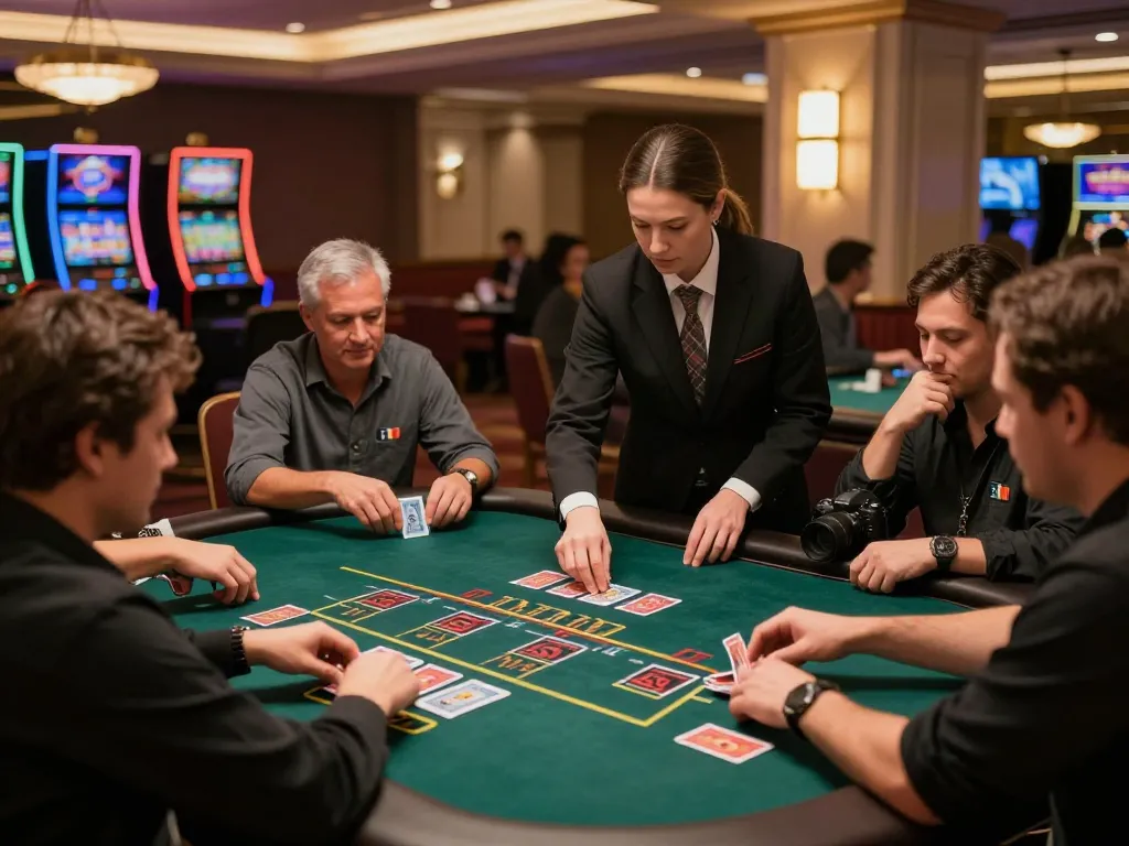 Players enjoy live blackjack on MK8, engaging with a professional dealer in a vibrant casino atmosphere.