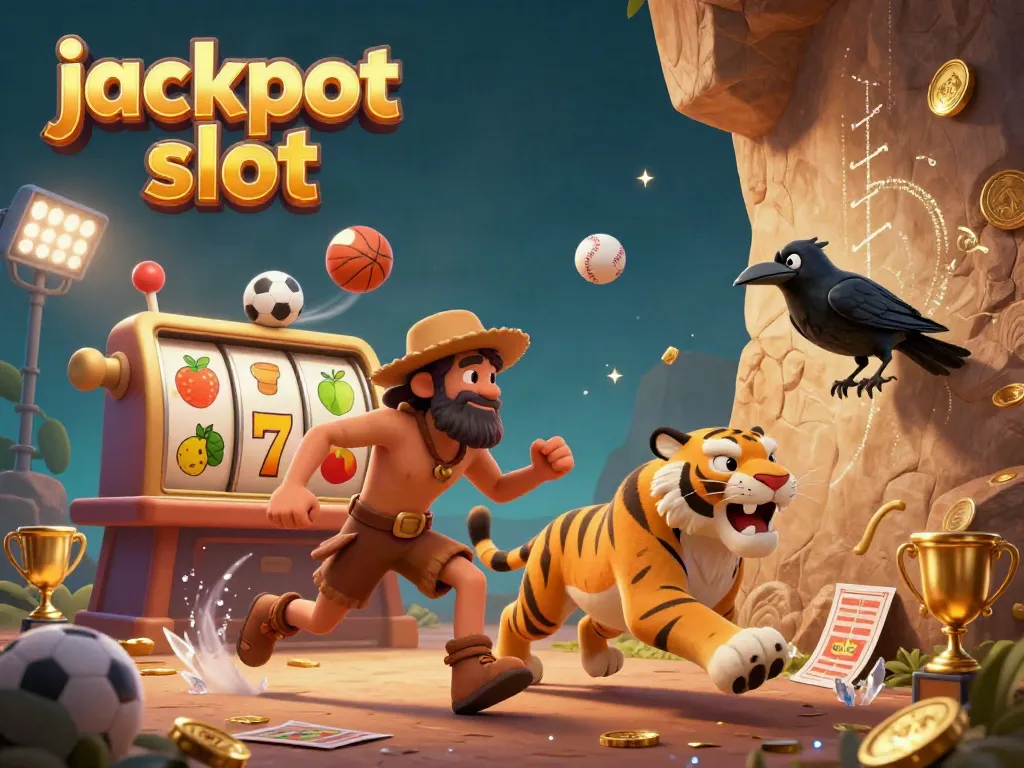 Experience thrilling jackpot slot action with vibrant characters and dynamic elements in a prehistoric casino.