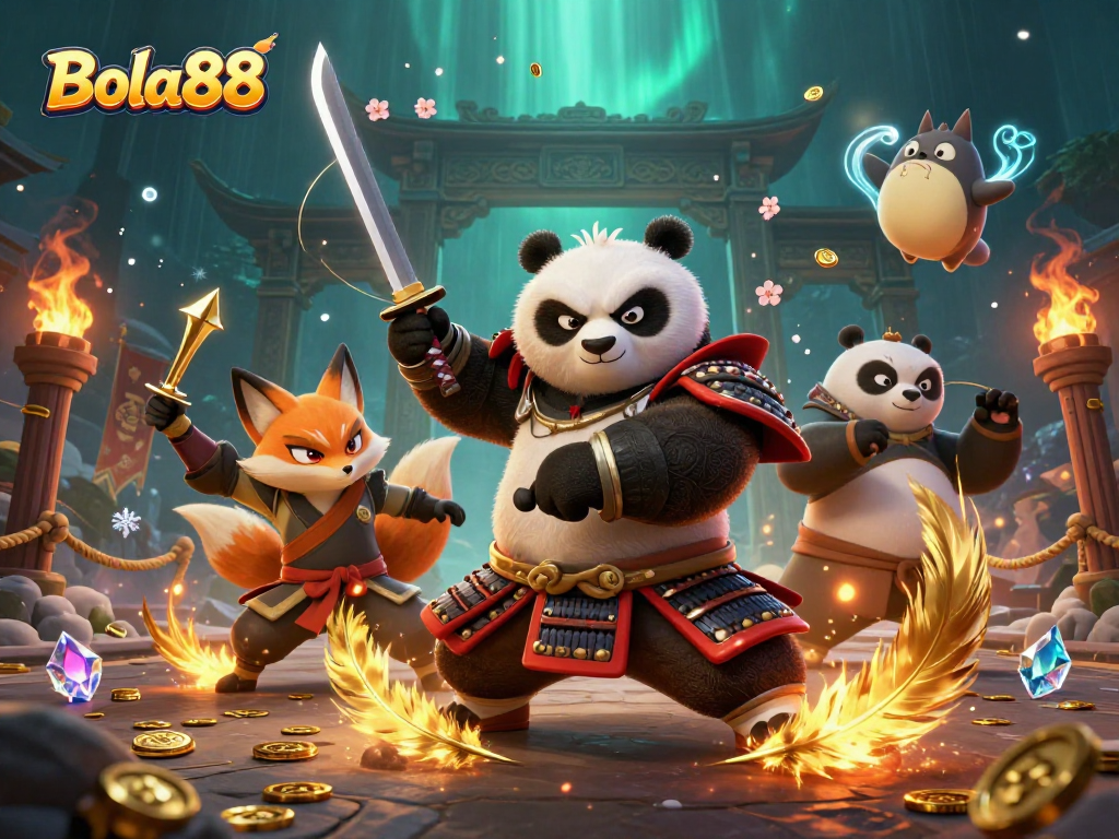 Menghasilkan keterampilan bertaruh di Bola88 dengan panda samurai dan rubah ninja dalam arena kasino