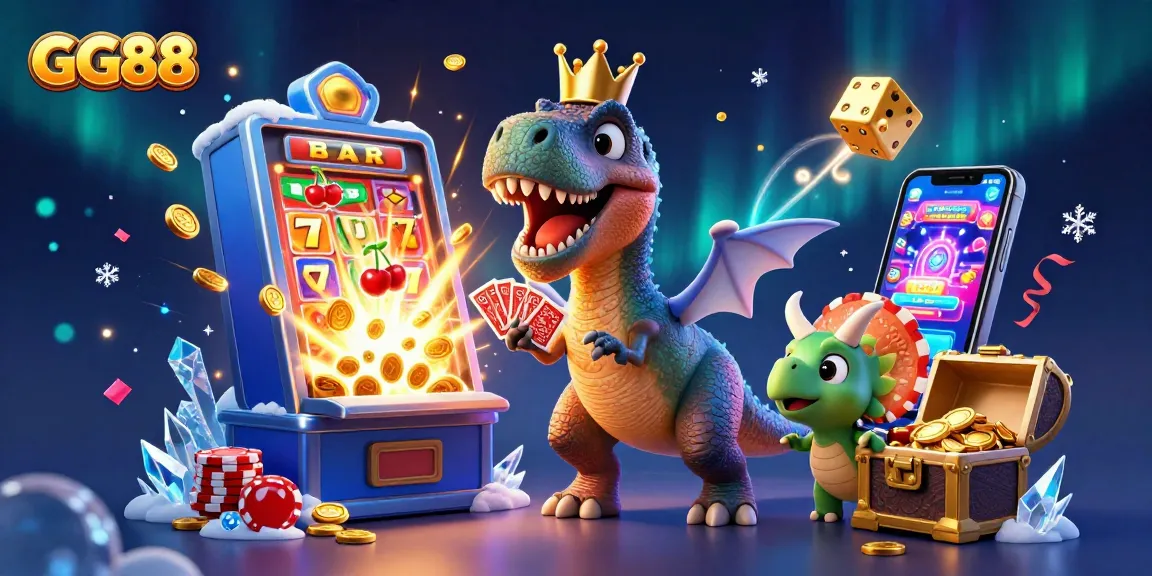 Experience the excitement of GG88 with animated casino characters and vibrant slot elements.