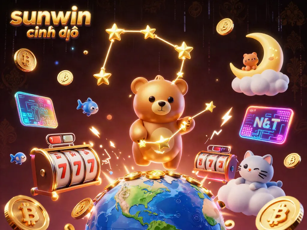 Experience exciting wins at sunwin chính thức with a magical bear and vibrant casino elements.