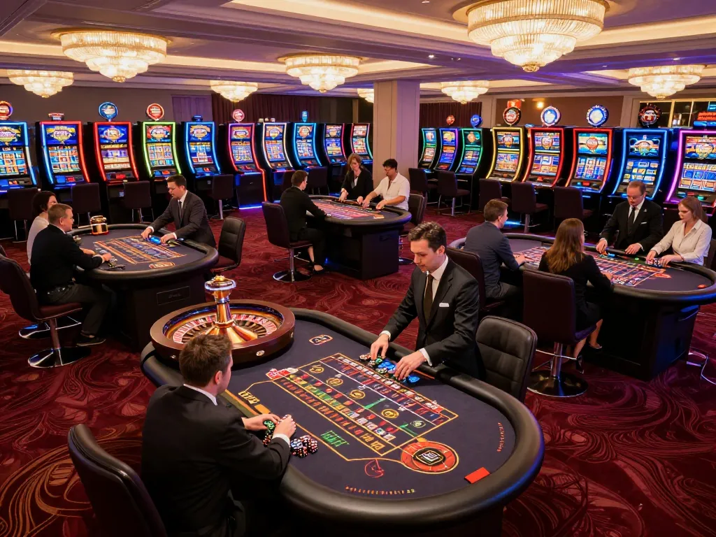 Players engaging in exciting roulette games at tx88 casino, with dealers managing bets amidst vibrant lighting.