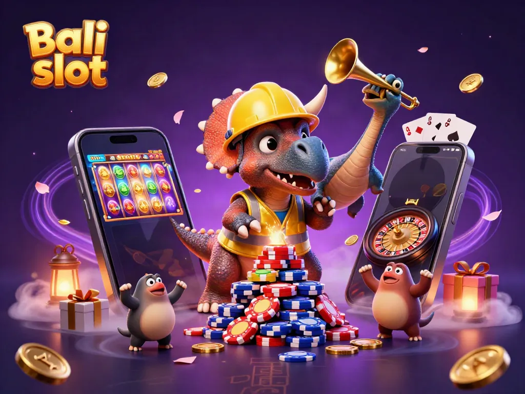Engage with thrilling gameplay in Bali slot, featuring vibrant 3D characters and casino elements.